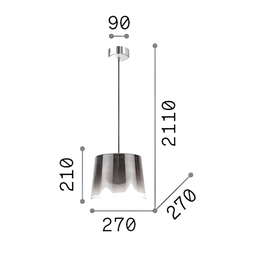 Ideal Lux FADE 271316 Kronleuchter aus bernsteinfarbenem Glas