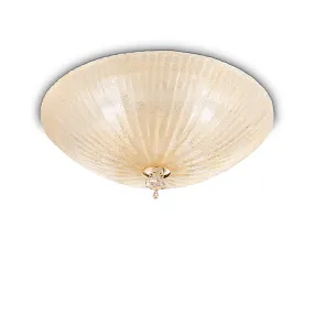 Plafoniera vetro graniglia ambra Ideal Lux SHELL 140186