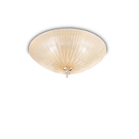 Plafoniera vetro graniglia ambra Ideal Lux SHELL 140179