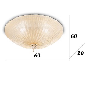 Plafoniera vetro graniglia ambra Ideal Lux SHELL 140193 60 E27 LED lampada soffitto