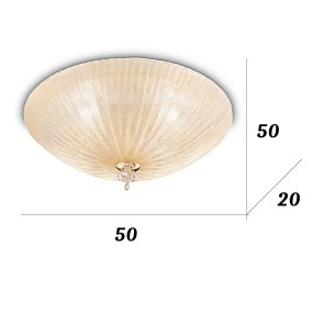 Plafoniera vetro graniglia ambra Ideal Lux SHELL 140186 50 E27 LED lampada soffitto