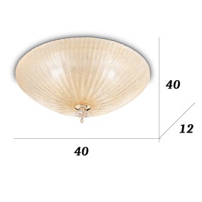Plafoniera vetro graniglia ambra Ideal Lux SHELL 140179 40 E27 LED lampada soffitto