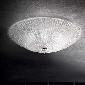 Plafoniera vetro graniglia trasparente Ideal Lux SHELL 008622 60 E27 LED lampada soffitto classica