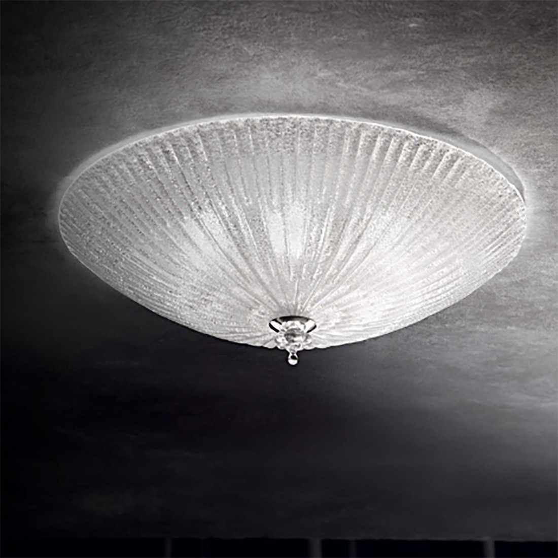 Ideal Lux SHELL 008615 plafonnier en verre grainé transparent