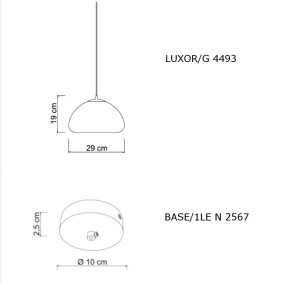 Sikrea Glaskronleuchter LUXOR G 4493 + 2567 E27 LED
