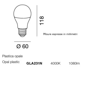 Lampadina a goccia led luce naturale 12W attacco grande E27