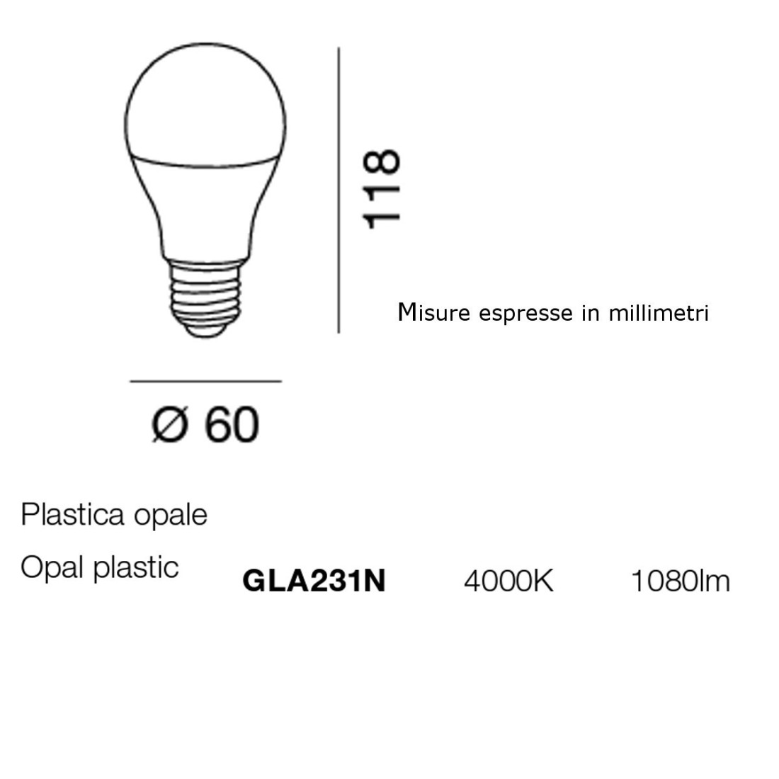 Lampadina a goccia led luce naturale 12W attacco grande E27