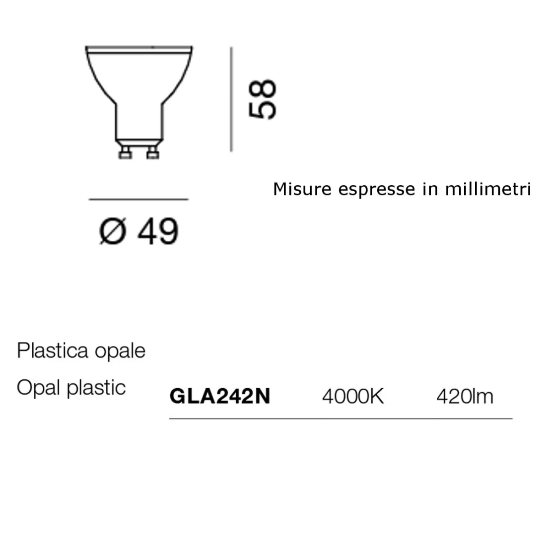 Confezione 10 Lampadine Gea Led GLA242N 5W GU10 100°