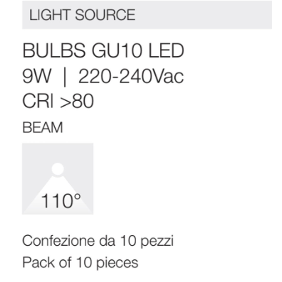 Packung mit 10 Gea Led GLA350 C GU10-Glühbirnen