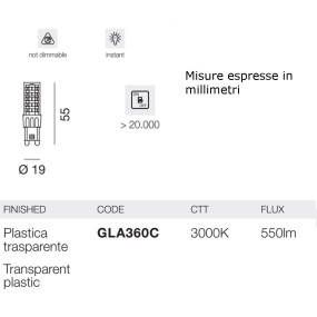 Packung mit 20 Gea Led GLA360C-Glühbirnen