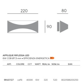 Applique classico Sovil illuminazione MOON 99107 27 LED, IP65