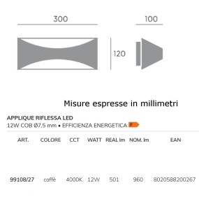 Applique classico Sovil illuminazione MOON 99108 27 LED, IP65