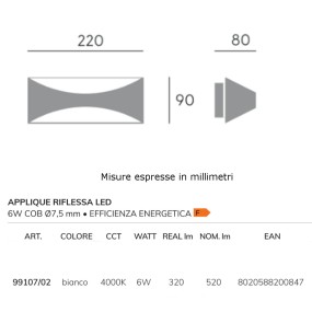 Applique moderno Sovil illuminazione MOON 99107 02 LED