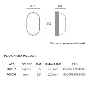 Applique moderno Sovil illuminazione INDUSTRIALE OVALE 700 E27 LED