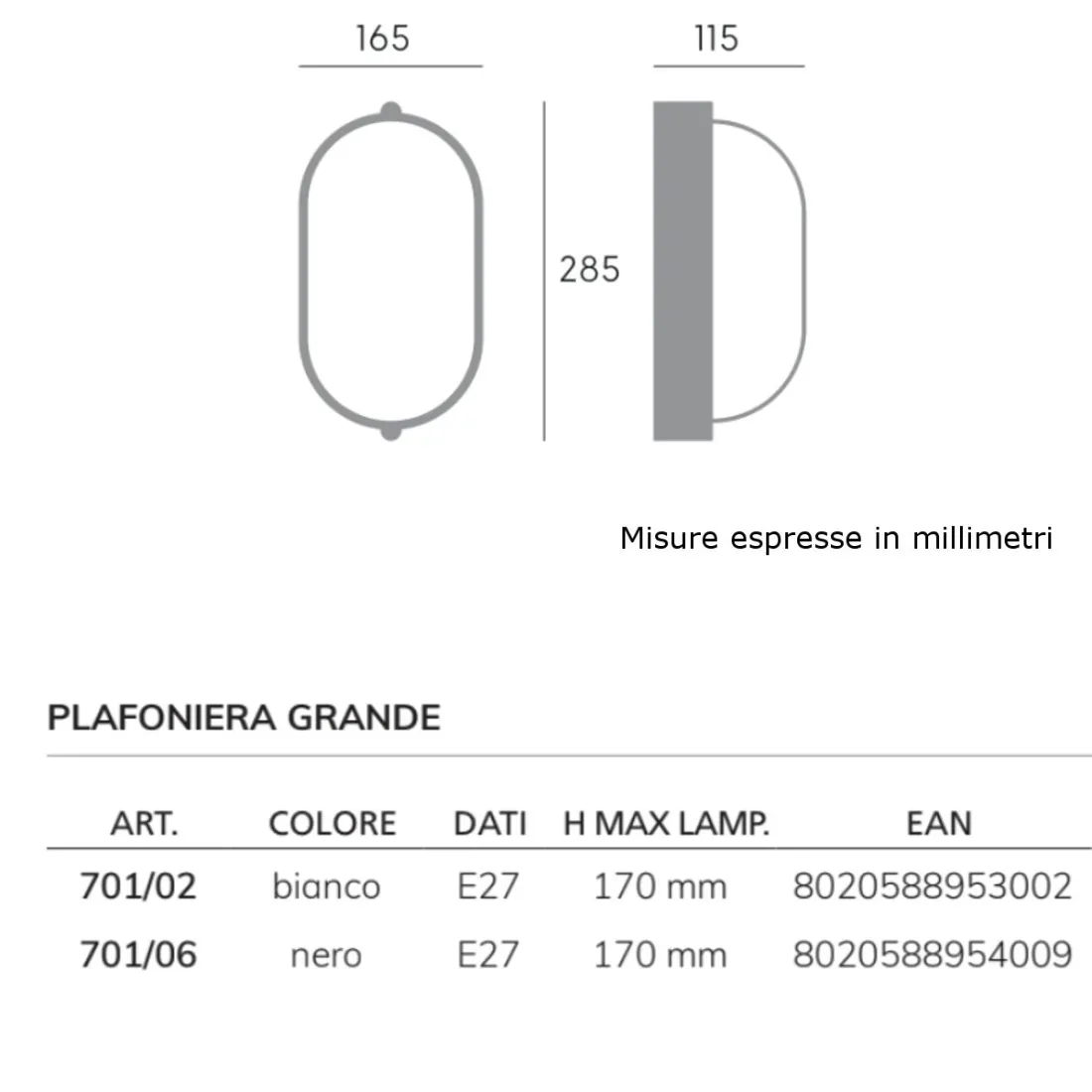 Sovil Aplique moderno Iluminación INDUSTRIAL OVAL 701 E27 LED