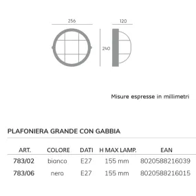 Applique moderno Sovil illuminazione INDUSTRIALE TONDA 783 E27 LED