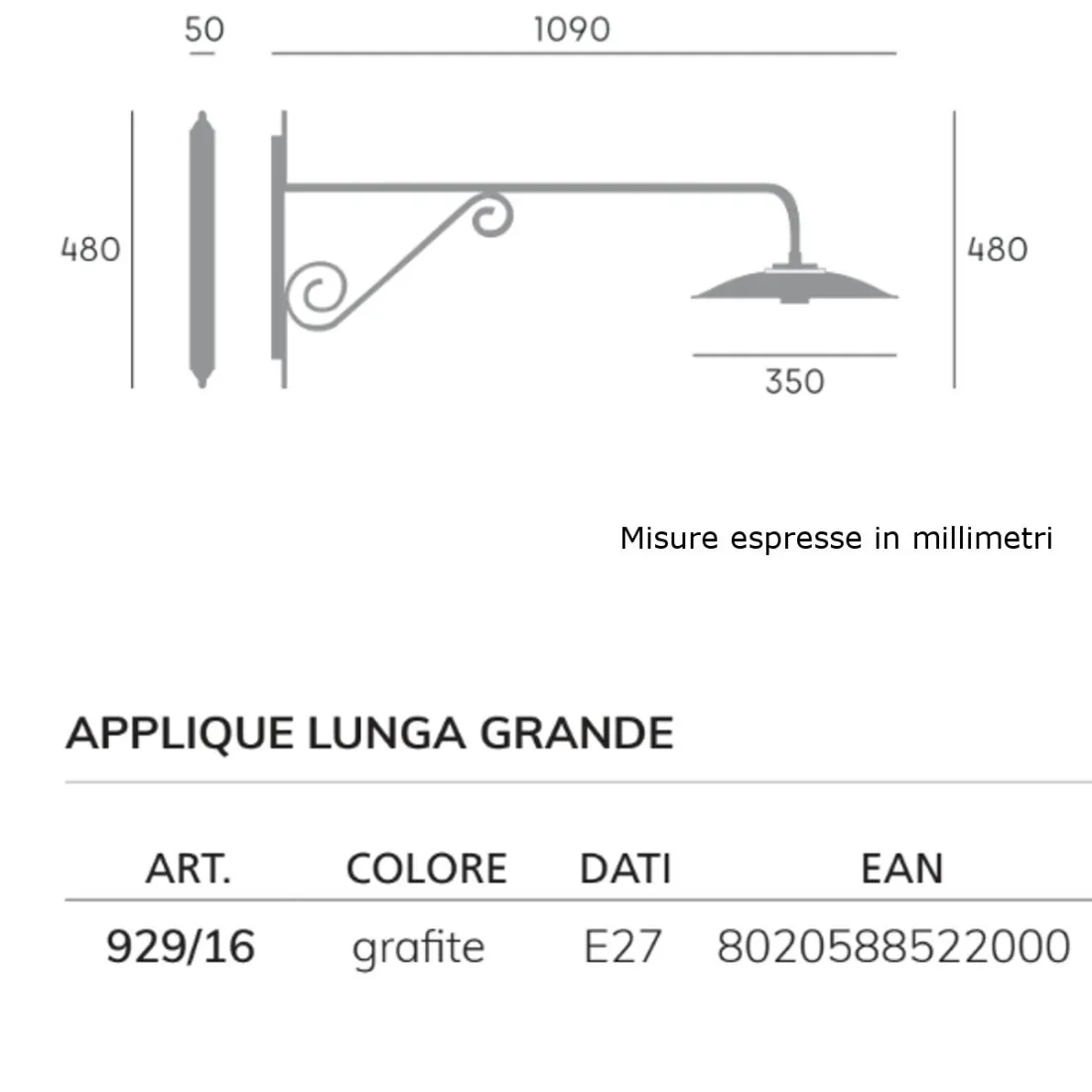 Aplique de exterior clásico de Sovil Lighting BORGO 929 E27 LED