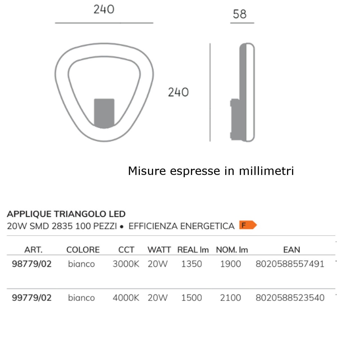 Applique esterno Sovil DAPHNE 99779 98779 LED IP65