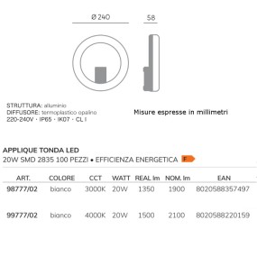 Applique Led esterno moderna Sovil OMEGA 98777 LED