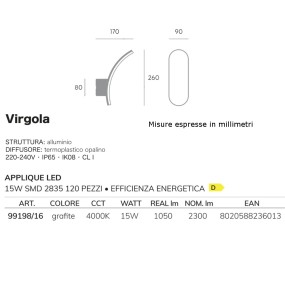 Applique esterno moderno Sovil VIRGOLA 99198 16 LED