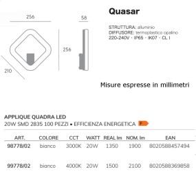 Applique d'extérieur Sovil QUASAR LED IP65 BLANC