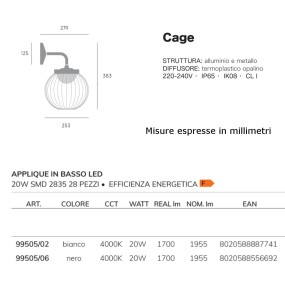 Sovil CAGE 99505 Applique murale d'extérieur LED moderne