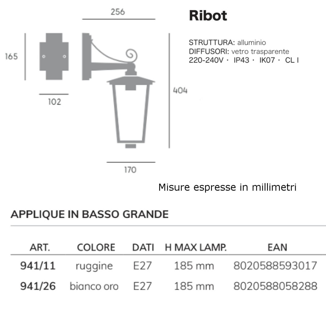 Aplique clásico Livos NOTORIUS 421 864 E27 LED