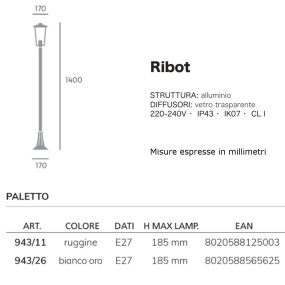 Lanterne classique Livos RIBOT 943 E27 LED
