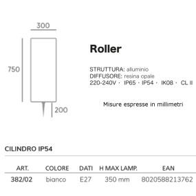 Lámpara de pie moderna Livos ROLLER 382 02 E27 LED