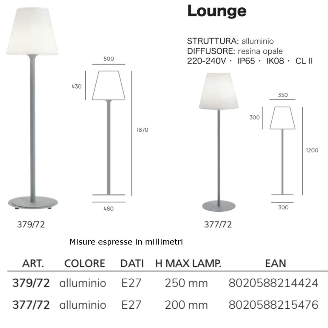 Lámpara de pie moderna Livos LOUNGE 379 377 E27 LED resina aluminio