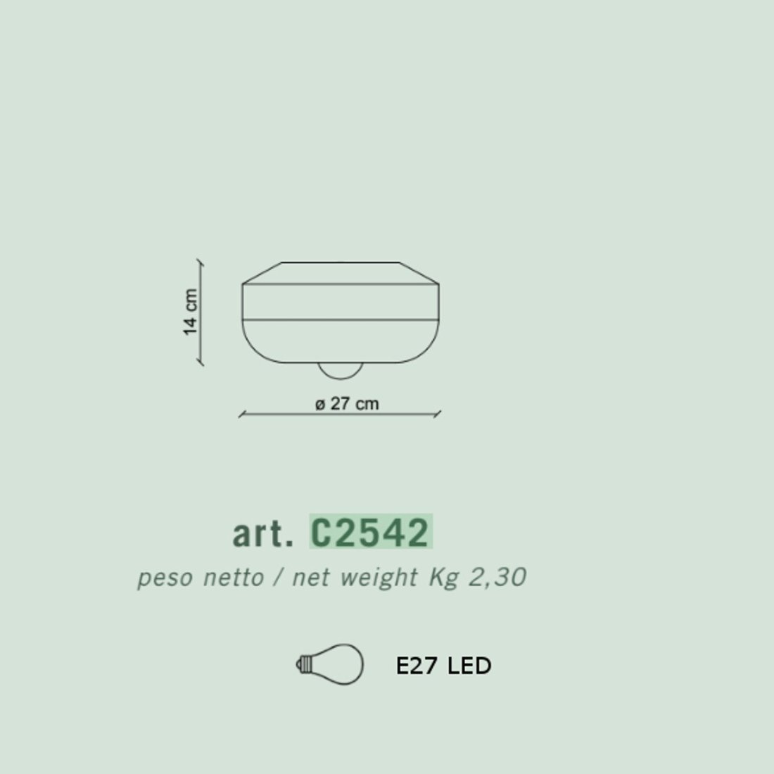 Ferroluce Decò plafón cerámico BELLOTA C2542 E27 LED