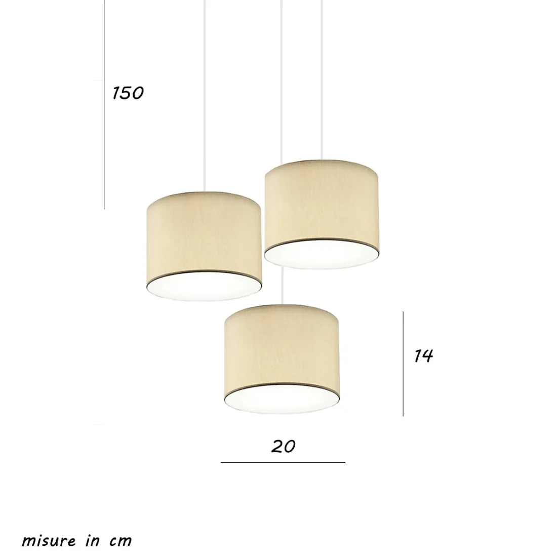Kronleuchter Illuminando CYLINDER SP TO 3 BN MC + 3 TAPPO 20 E27 LED