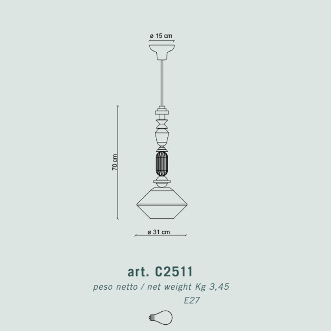 Ferroluce Decò lustre en céramique LARIAT C2511 E27 LED