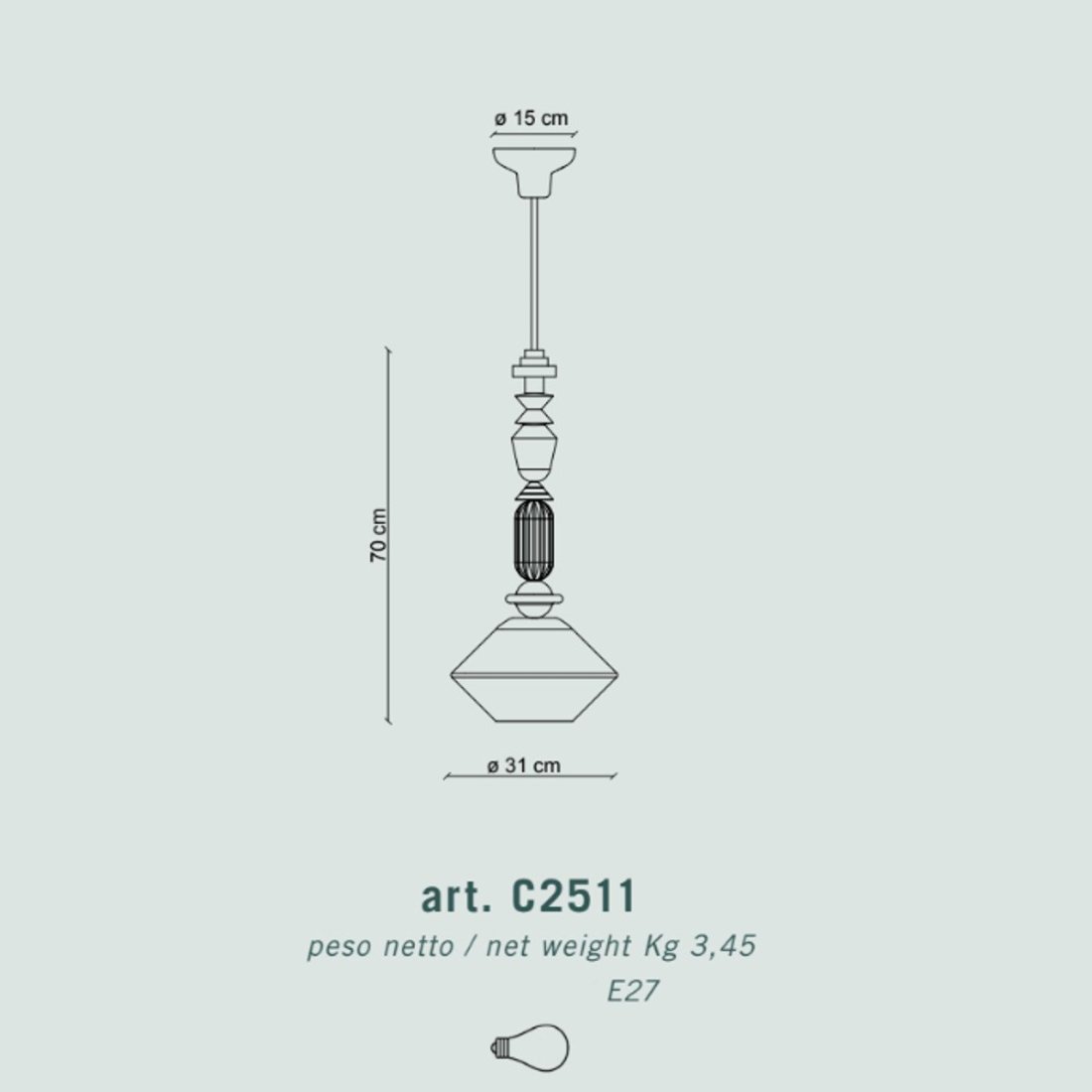 Sospensione LARIAT C2511 Ferroluce Decò