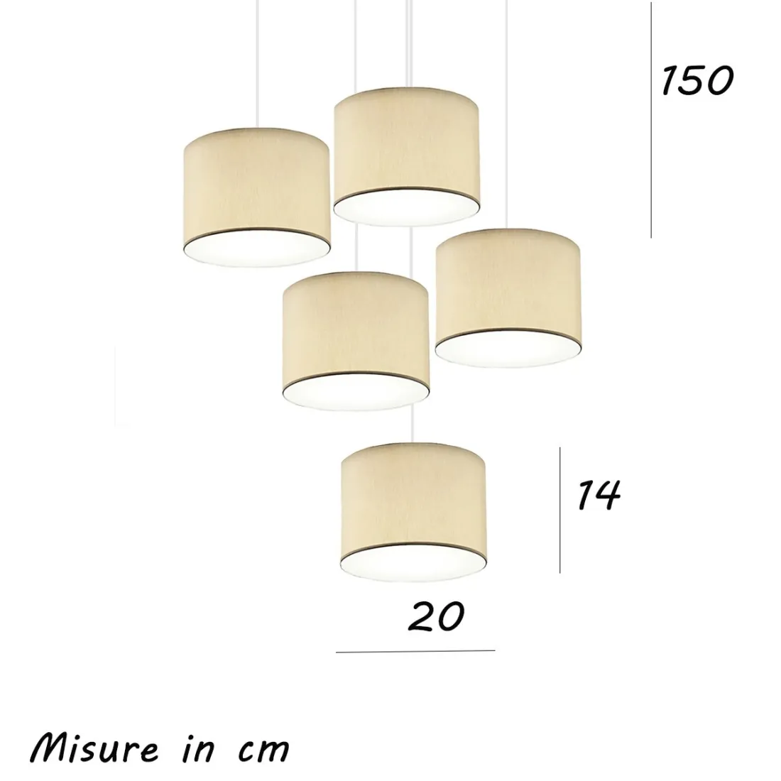 Lampadario Illuminando CILINDRO SP 5G TO BN SB