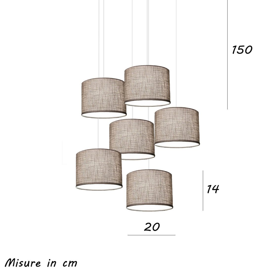 Lampadario Illuminando CILINDRO SP 6G TO BN TO