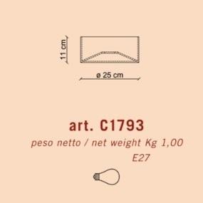 Ferroluce Decò PI C1793 E27 Plafón LED de cerámica