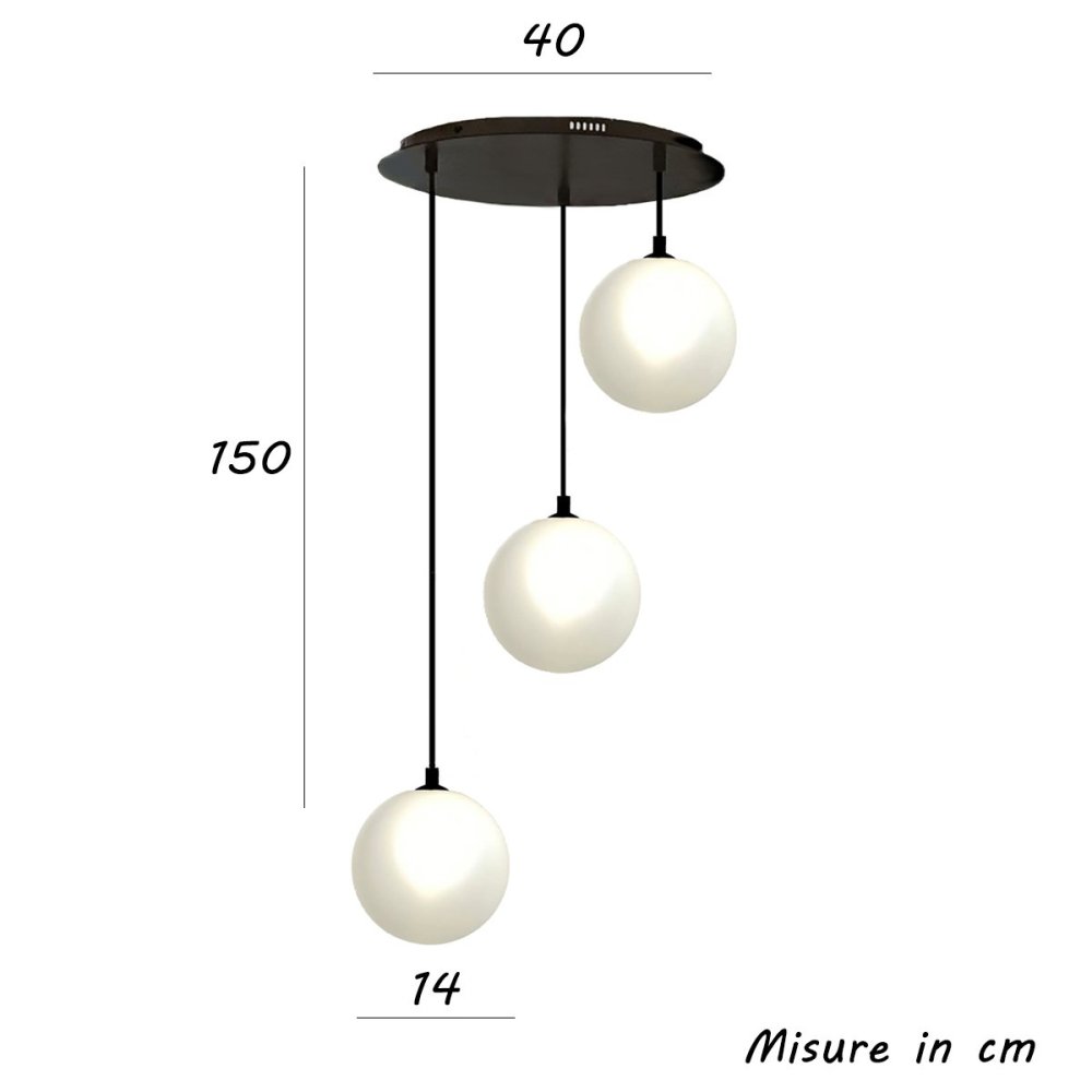 Lampadario moderno Illuminando PALLINA SP PALLINA TO 3 NR