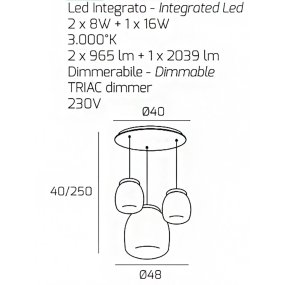 Lampadario moderno Top Light DRUM 1192 BI S3 TMIX ORO