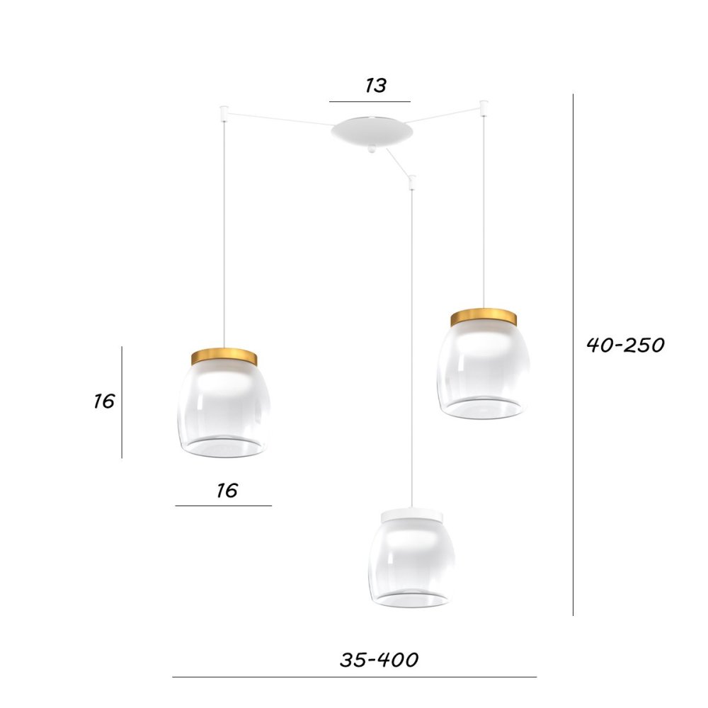 Lámpara de araña moderna Top Light DRUM 1192 BI S3 SP BO