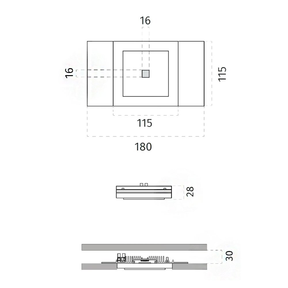 Einbaustrahler aus Gips 9010 Belfiore MINILED QUADRO 4249 R