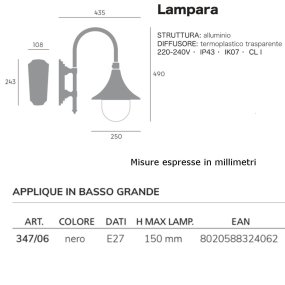 Klassische Wandleuchte Livos LAMPARA 347 06 E27 LED