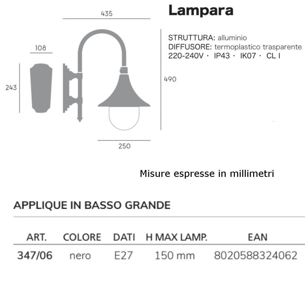 Applique classico Livos LAMPARA 347 06 E27 LED