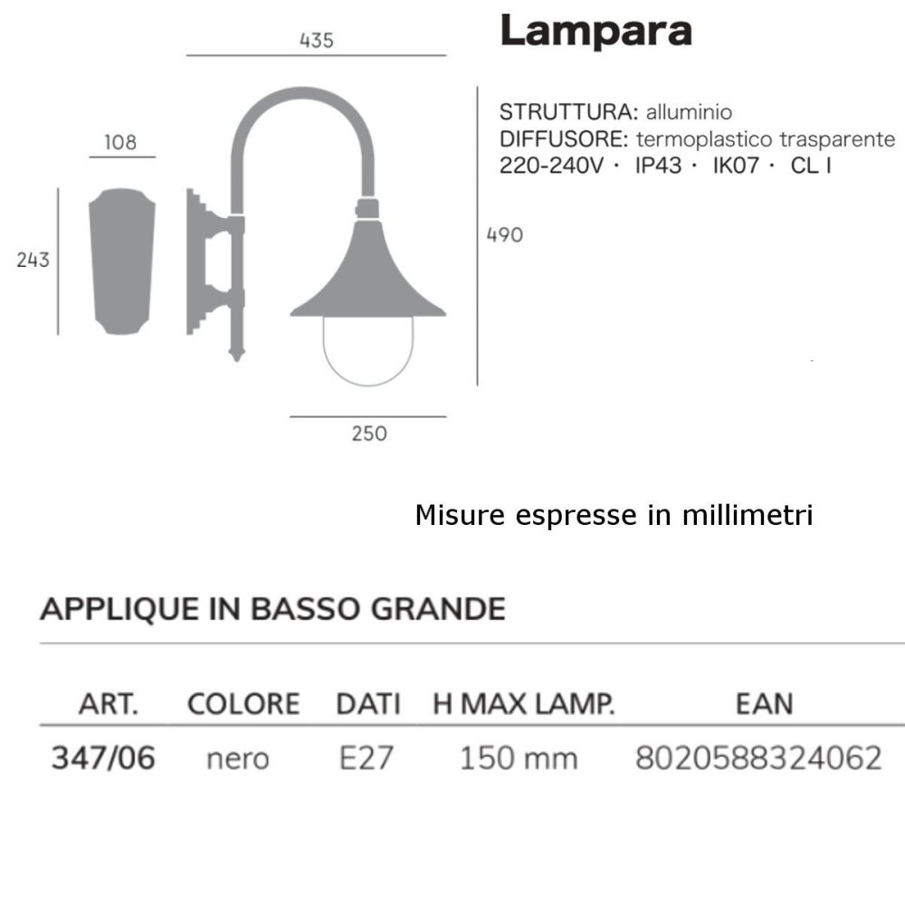 Applique classique Livos LAMPARA 347 06 E27 LED