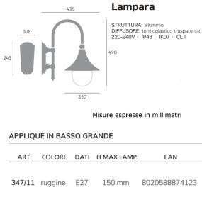 Applique classico Livos LAMPARA 347 E27 LED