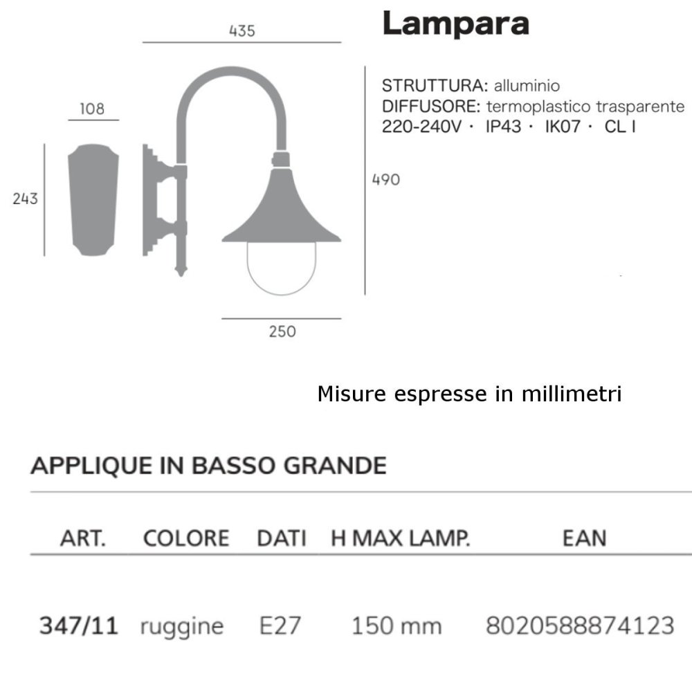 Applique classique Livos LAMPARA 347 E27 LED