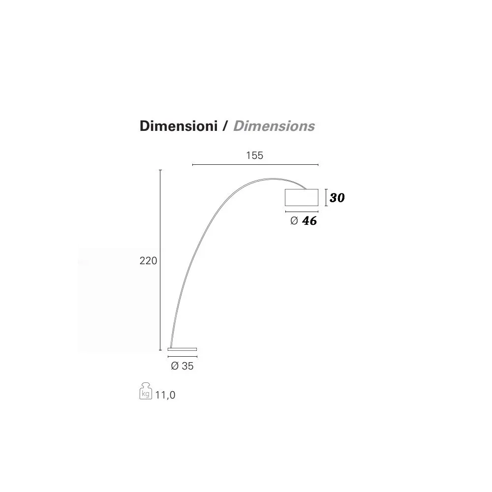 Piantana arco moderna PAN International BOW TER098 NERO