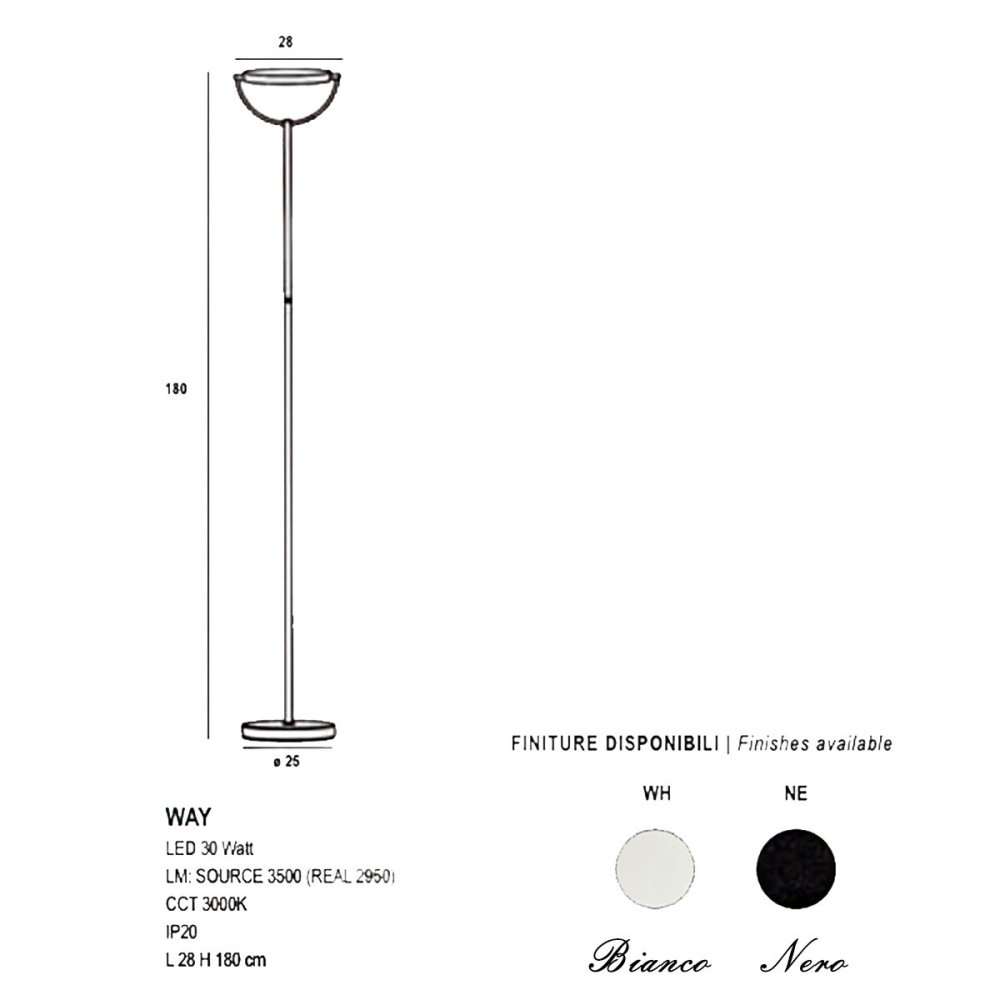 Piantana moderna Promoingross WAY LED CCT 3000K dimmerabile