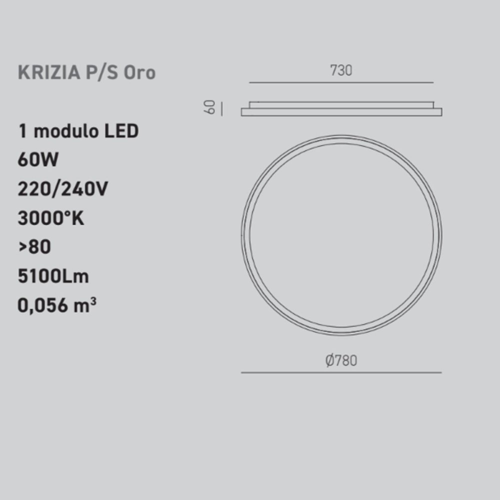 Gea Luce LED-Deckenleuchte KRIZIA PS O 60W 3000°K