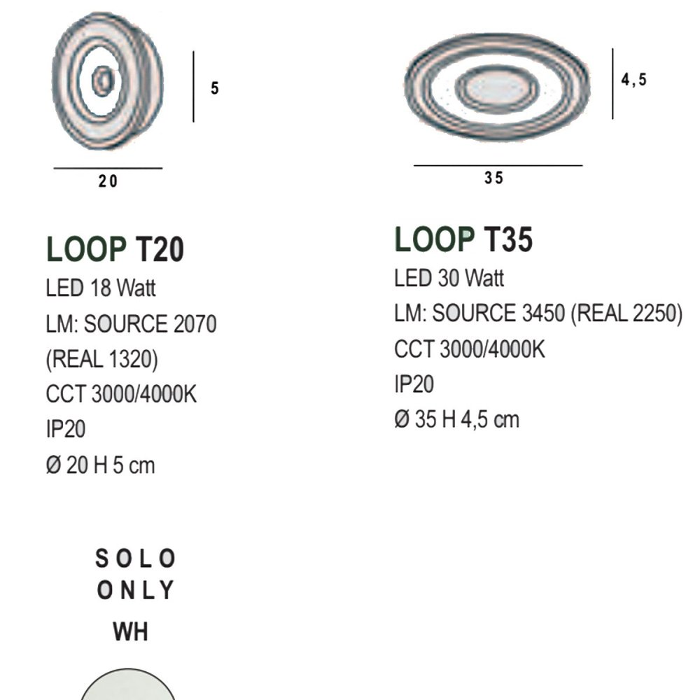 Moderne Deckenleuchte Promoingross LOOP T WH